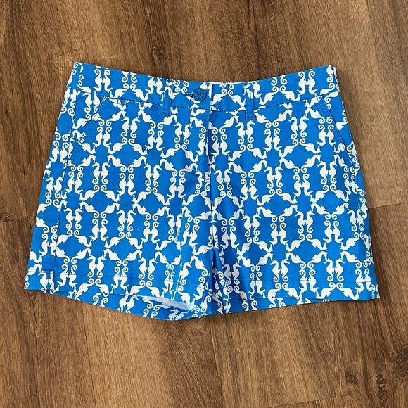 Crown & Ivy Caroline Blue Seahorse Shorts Sz 8 - Picture 3 of 11